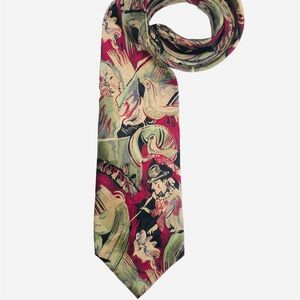 VTG Gianmarco Lotti Silk Necktie Tie Made in Italy Handmade Gian Marco Lotte Art